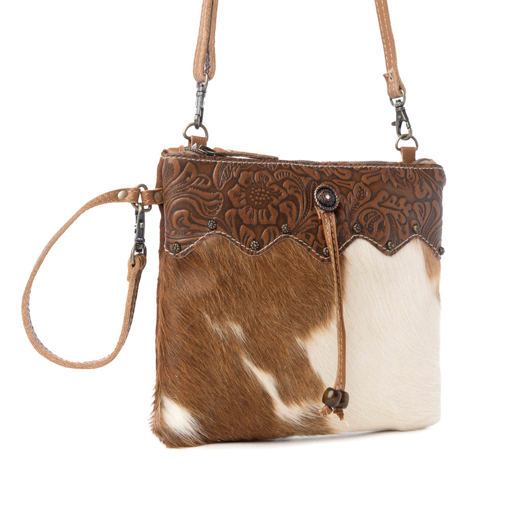 Ornate Brown Leather & Hairon Bag