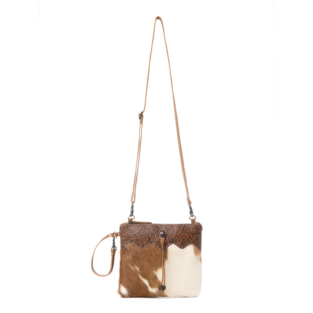 Ornate Brown Leather & Hairon Bag
