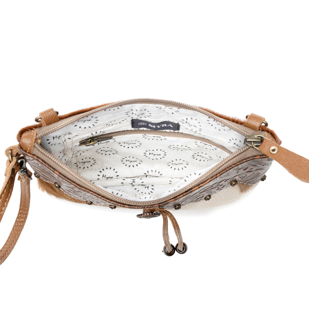 Ornate Brown Leather & Hairon Bag