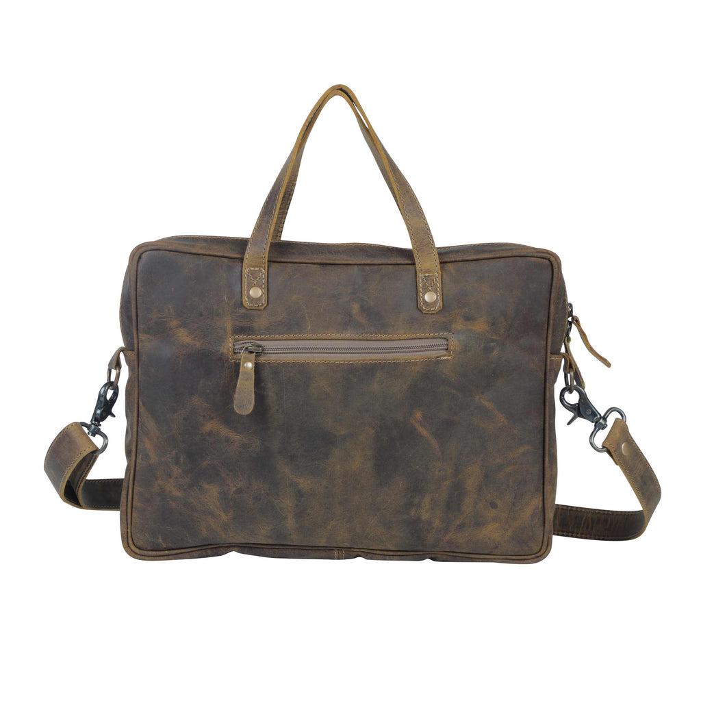 Myra Serenity Hair-On Leather Laptop Bag - Western Office Tote with Detachable Strap and Spacious Interior for Easy Carry