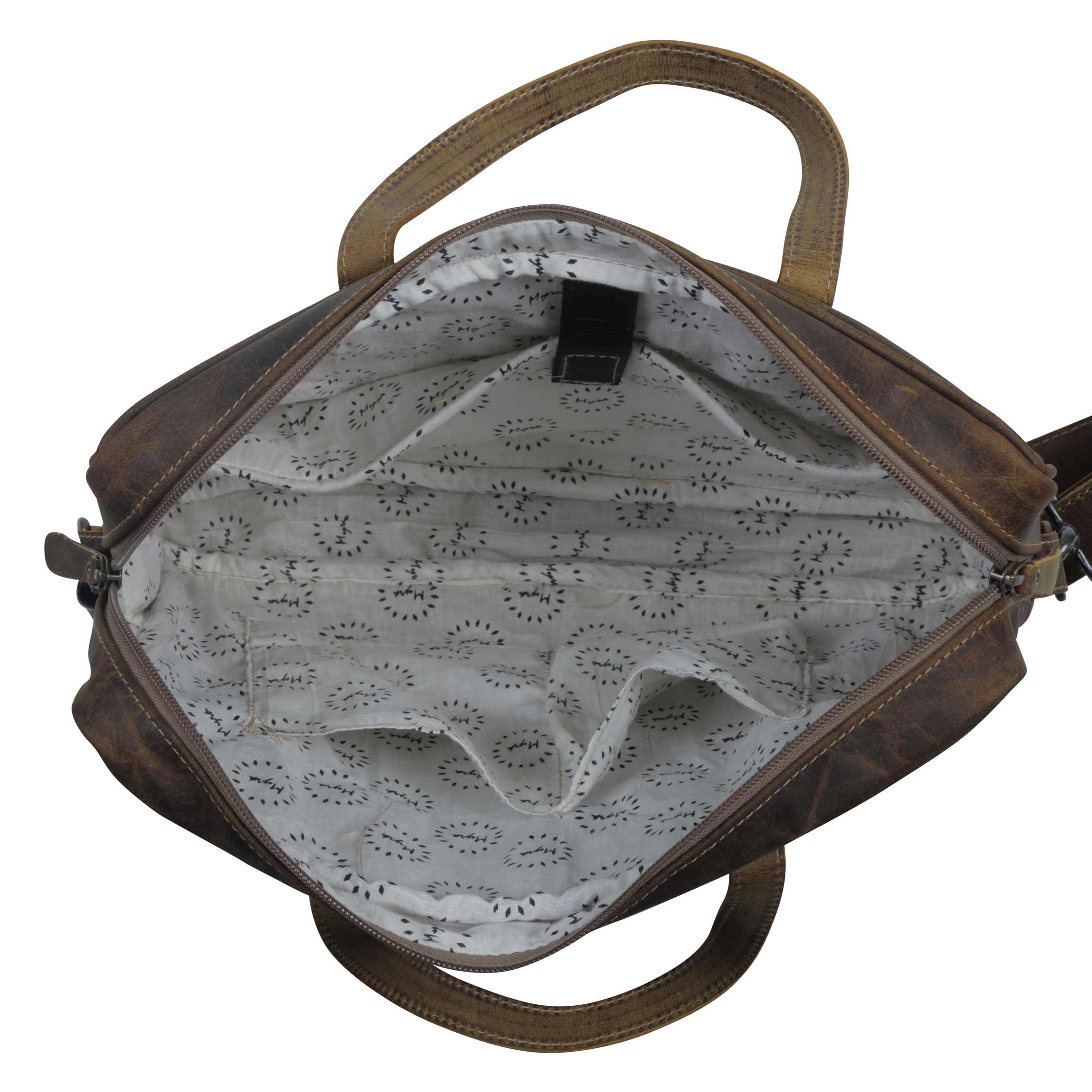 Myra Serenity Hair-On Leather Laptop Bag - Western Office Tote with Detachable Strap and Spacious Interior for Easy Carry