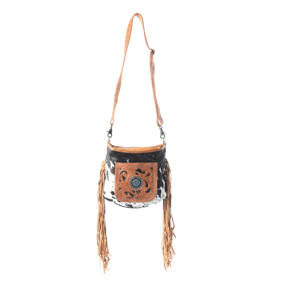 Brown Quilt   Hand-Tooled Bag