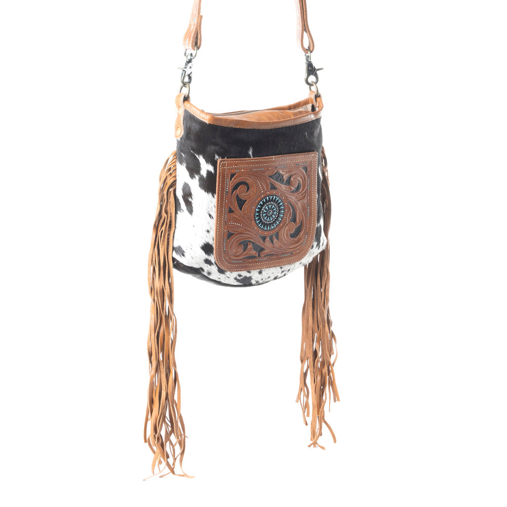 Brown Quilt   Hand-Tooled Bag