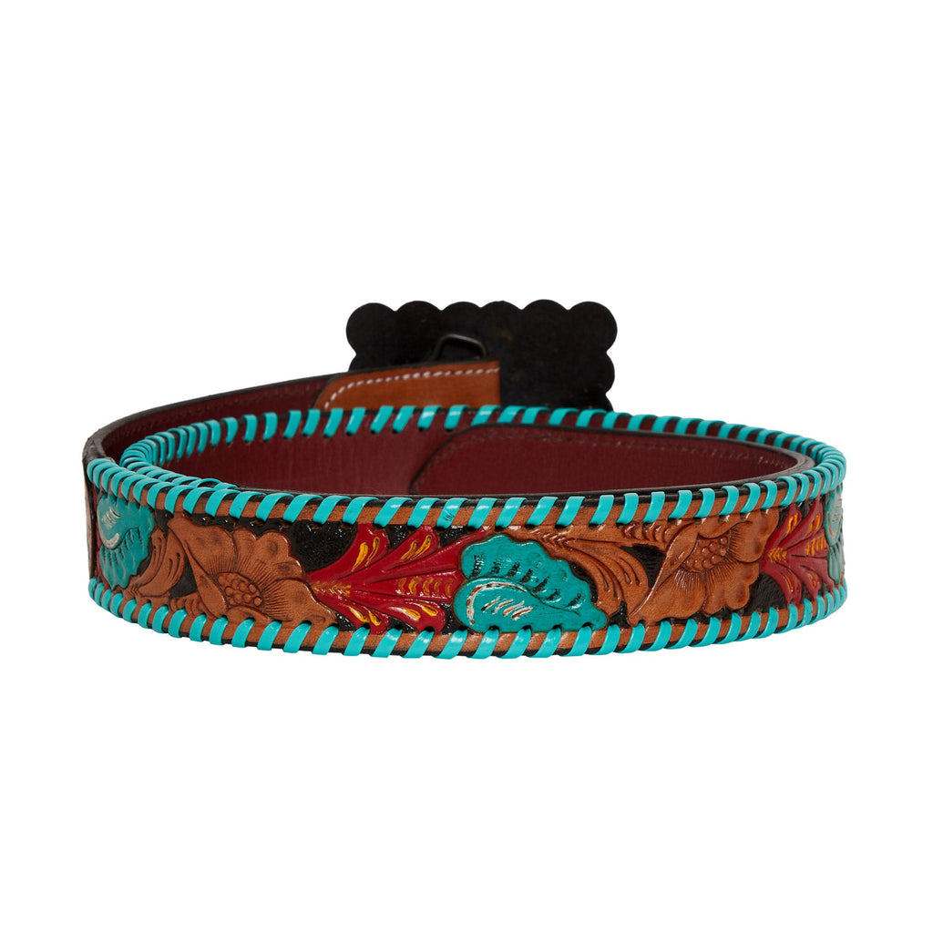 Tropical Forest Hand-Tooled Leather Women's Belt