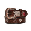 Pink feather Hand-Tooled Leather Women's Belt