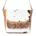 Myra Mangnifique Hairon Leather Crossbody Bag – Handtooled Flap, Concealed Carry Pocket & Adjustable Strap