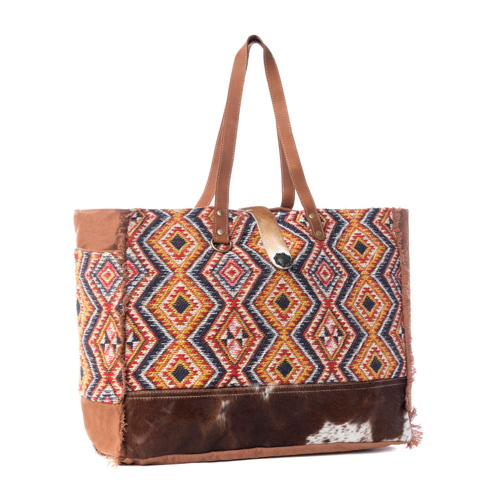 Geometric Blues Weekender Bag