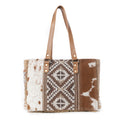 Myra Elisa Le Hairon Leather Tote Bag Fringe Accents, Handwoven Tribal Design for Everyday Use