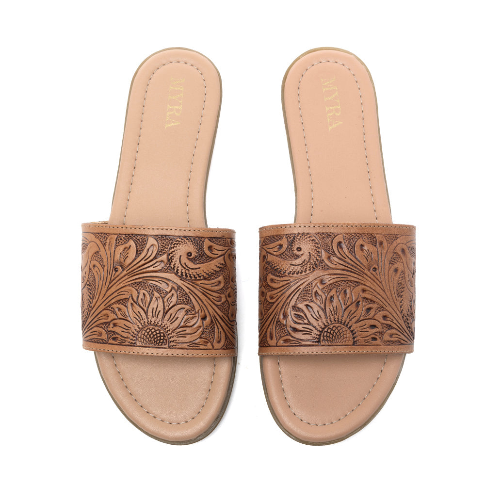 Coppu Western Hand-Tooled Sandals