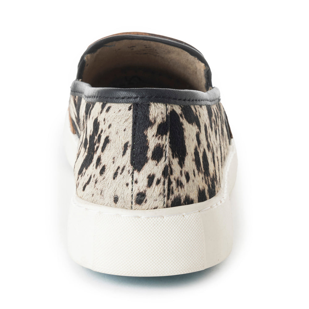 Myra Reflexo Textured Leather Slip-Ons -  Hairon Cowhide & Floral Tooling Comfort Sneakers for Women