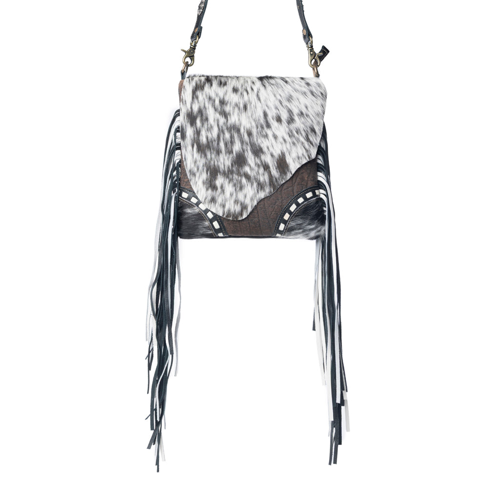 Myra Corral Tempo Leather Concealed Carry Sling  - Fringed Hairon Crossbody Bag with Adjustable Strap for Rugged Touch