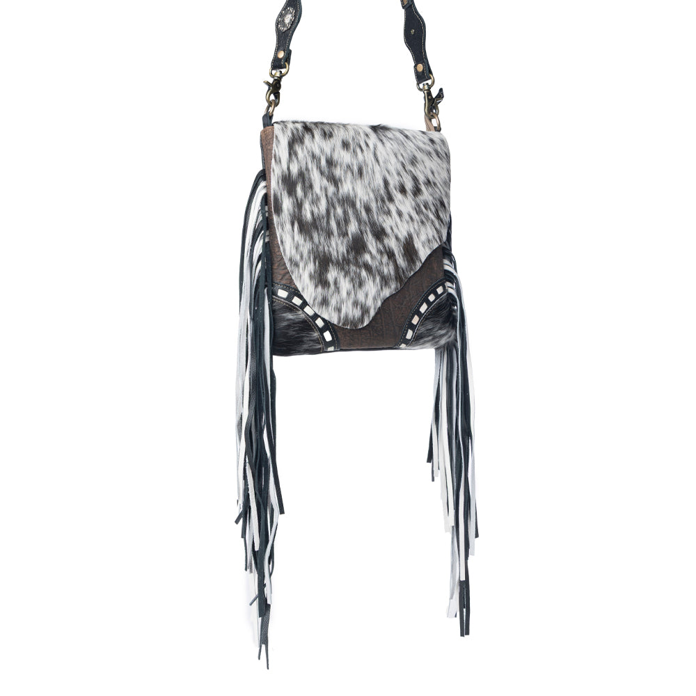 Myra Corral Tempo Leather Concealed Carry Sling  - Fringed Hairon Crossbody Bag with Adjustable Strap for Rugged Touch