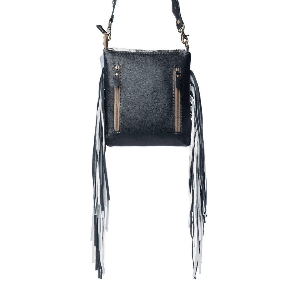 Myra Corral Tempo Leather Concealed Carry Sling  - Fringed Hairon Crossbody Bag with Adjustable Strap for Rugged Touch