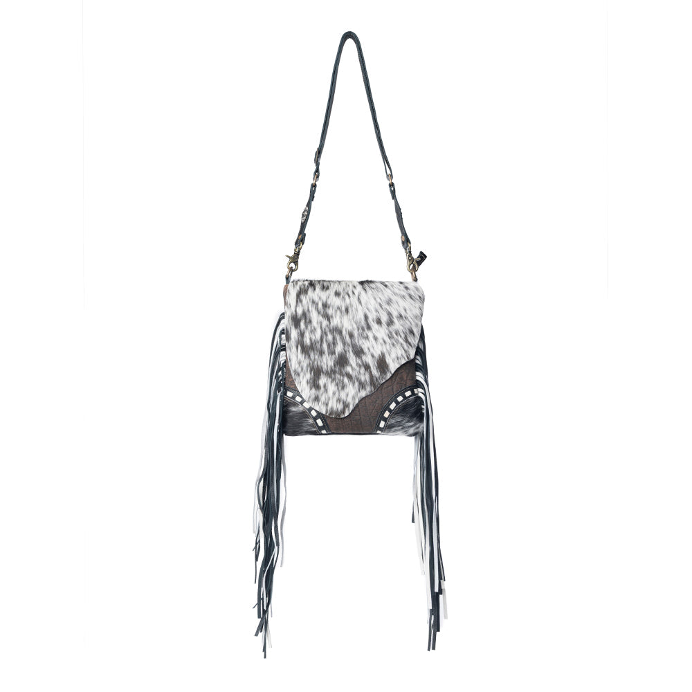 Myra Corral Tempo Leather Concealed Carry Sling  - Fringed Hairon Crossbody Bag with Adjustable Strap for Rugged Touch