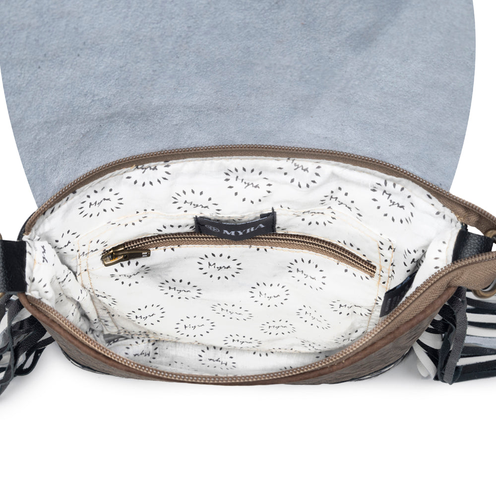 Myra Corral Tempo Leather Concealed Carry Sling  - Fringed Hairon Crossbody Bag with Adjustable Strap for Rugged Touch