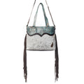 Turquoise Zapata Leather & Hairon Bag.