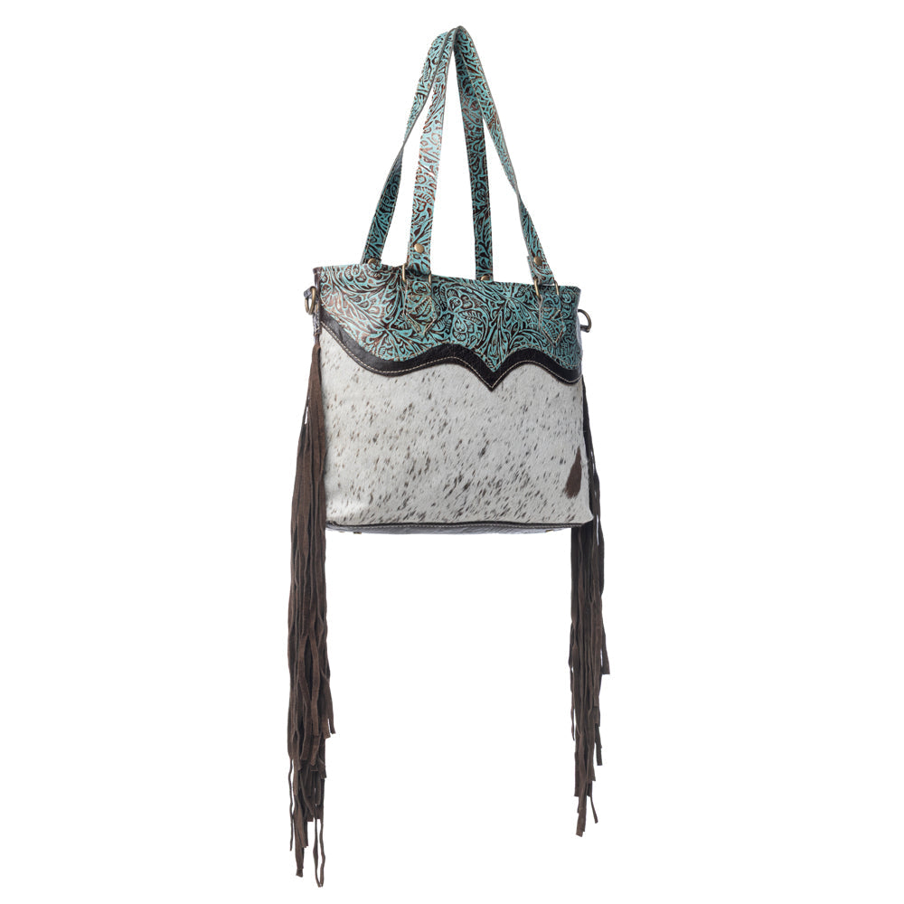 Turquoise Zapata Leather & Hairon Bag.