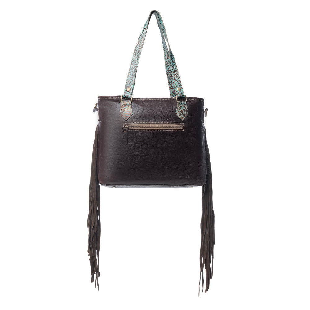 Turquoise Zapata Leather & Hairon Bag.