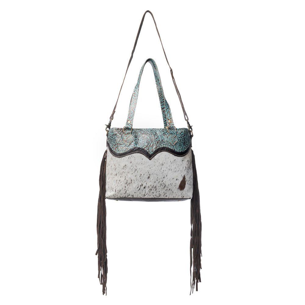 Turquoise Zapata Leather & Hairon Bag.