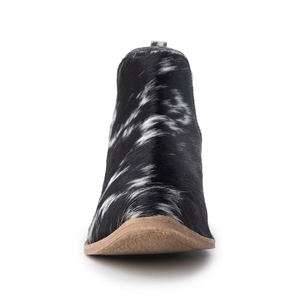 Sunset Bloom Split-Top Hair-On Hide Boots In Black & White