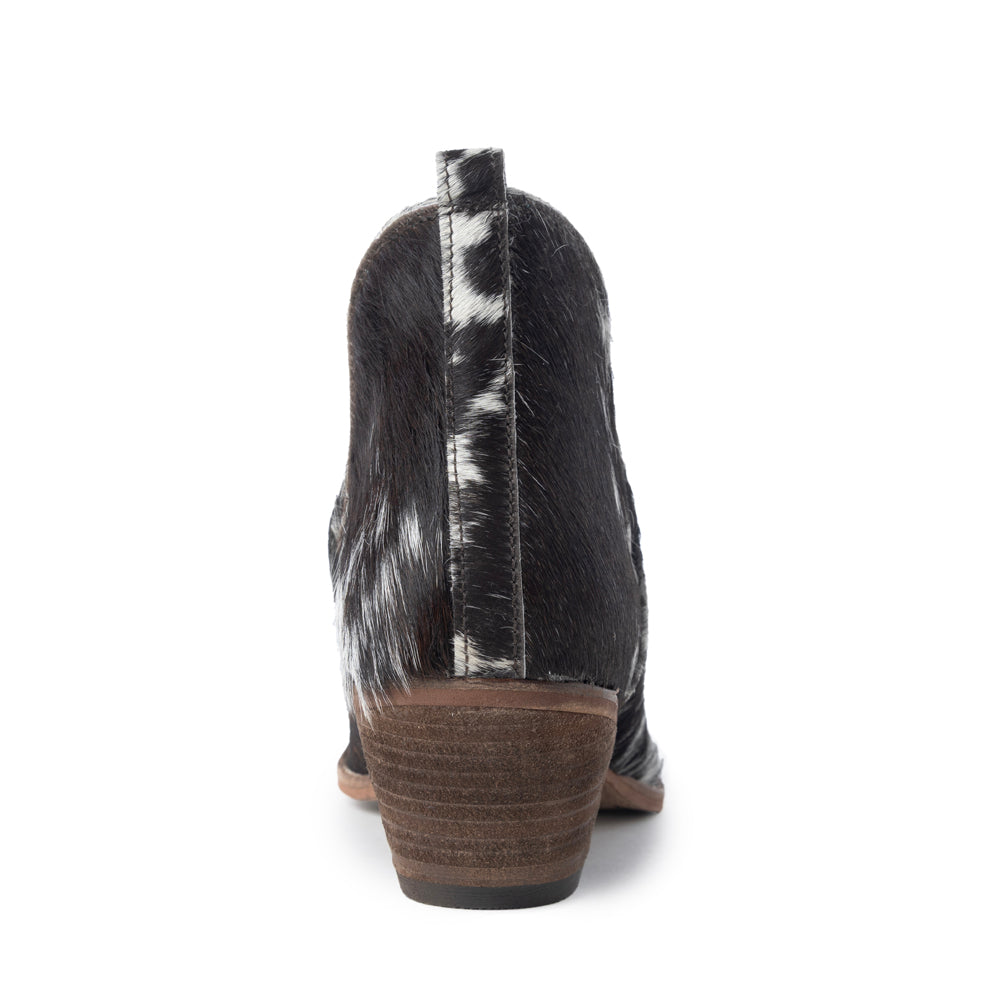 Sunset Bloom Split-Top Hair-On Hide Boots In Black & White