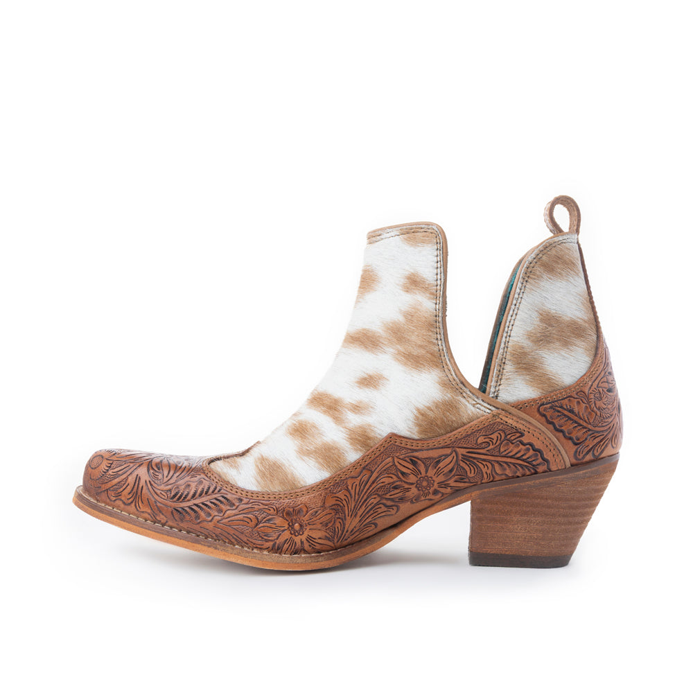 Frisco Hacienda Hair-on Hide & Hand-tooled Boots