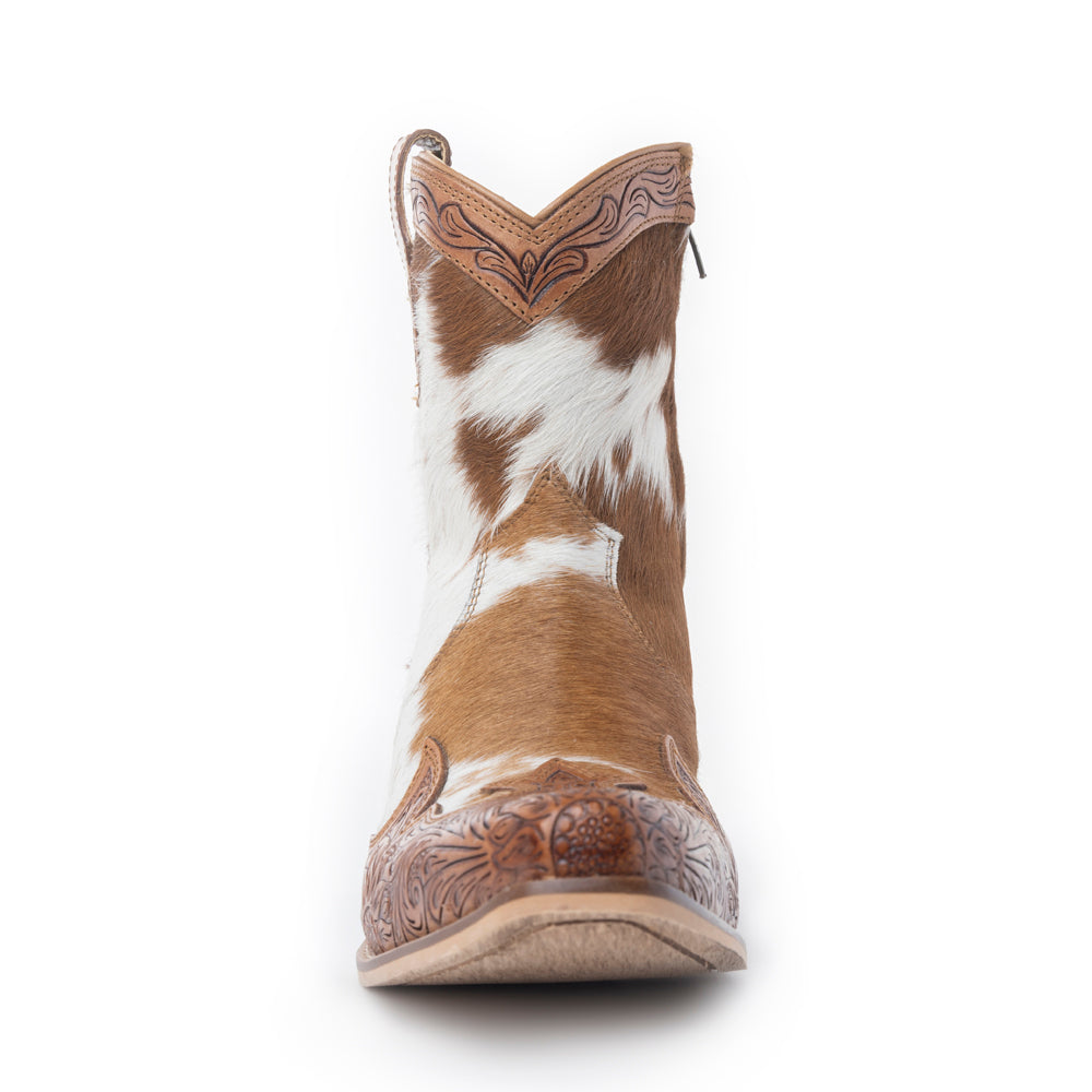 Georgia Trail Hair-on Hide & Hand-tooled Leather Boots