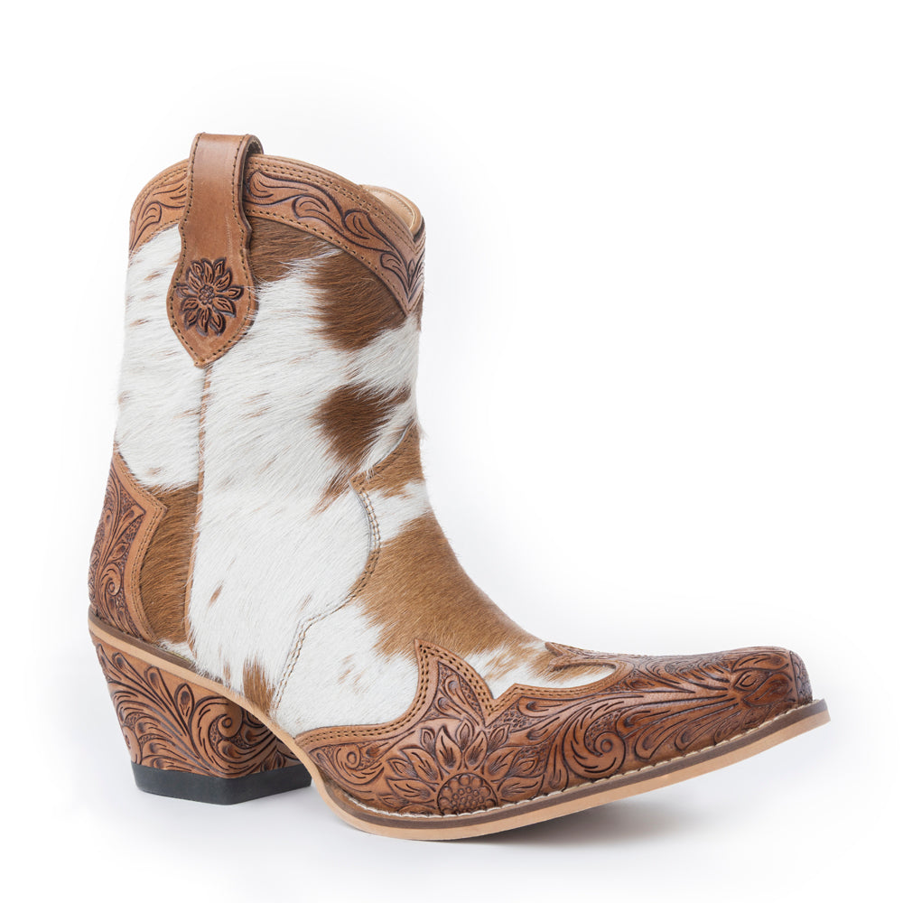 Georgia Trail Hair-on Hide & Hand-tooled Leather Boots