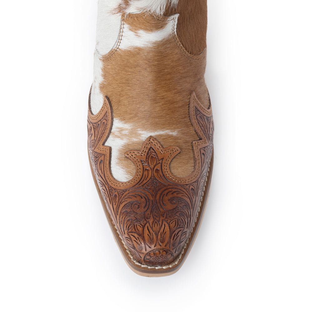 Georgia Trail Hair-on Hide & Hand-tooled Leather Boots