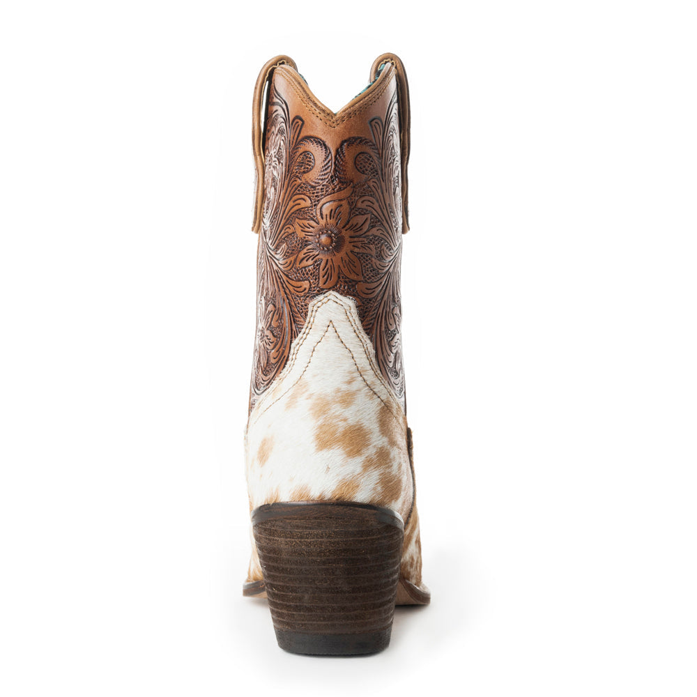 Myra Kelsey Anne Handtooled Leather Cowgirl Boots for Women – Hairon Finish, Pointed Toe, Rodeo Ready