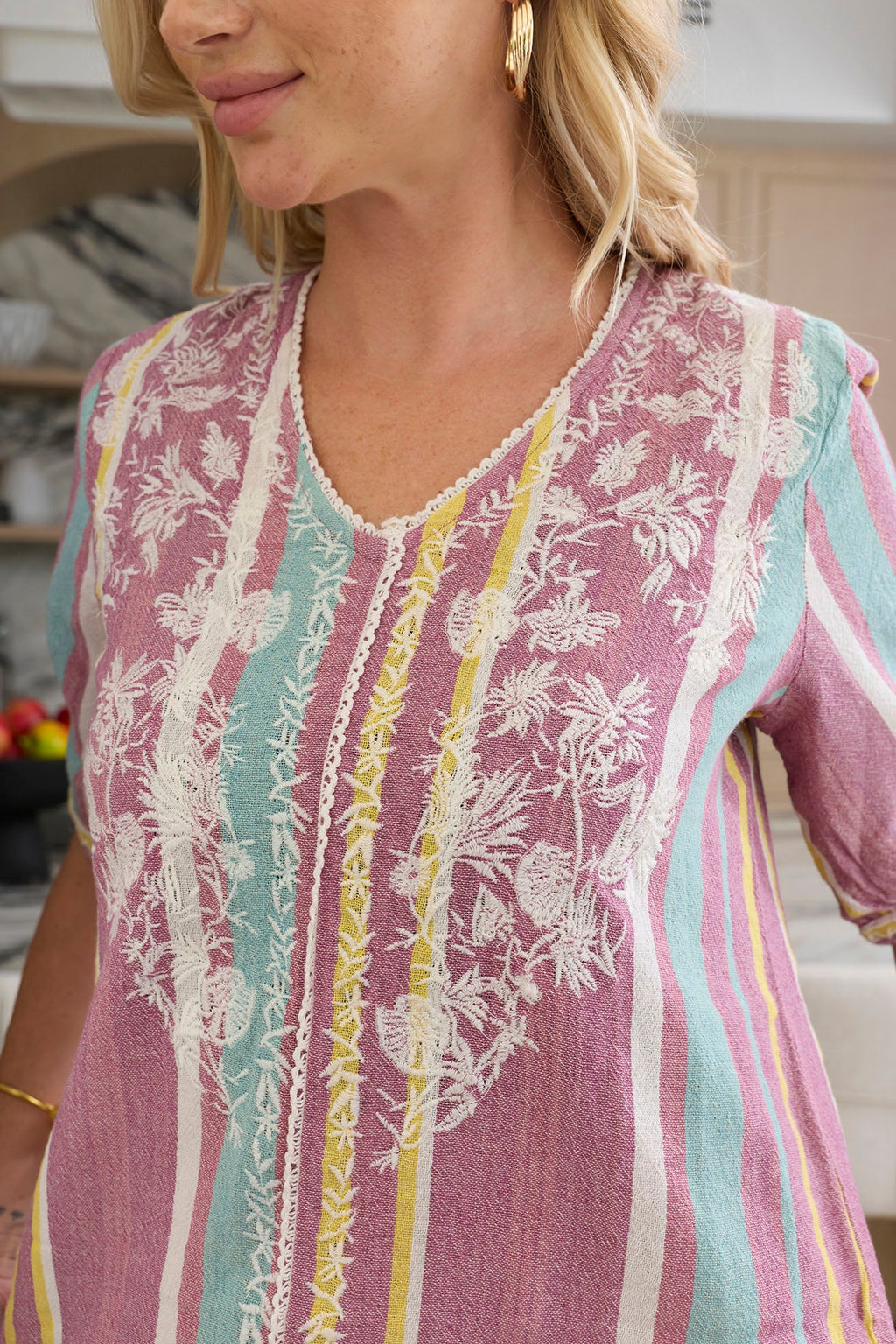 Sophia Jane Embroidered Striped Top