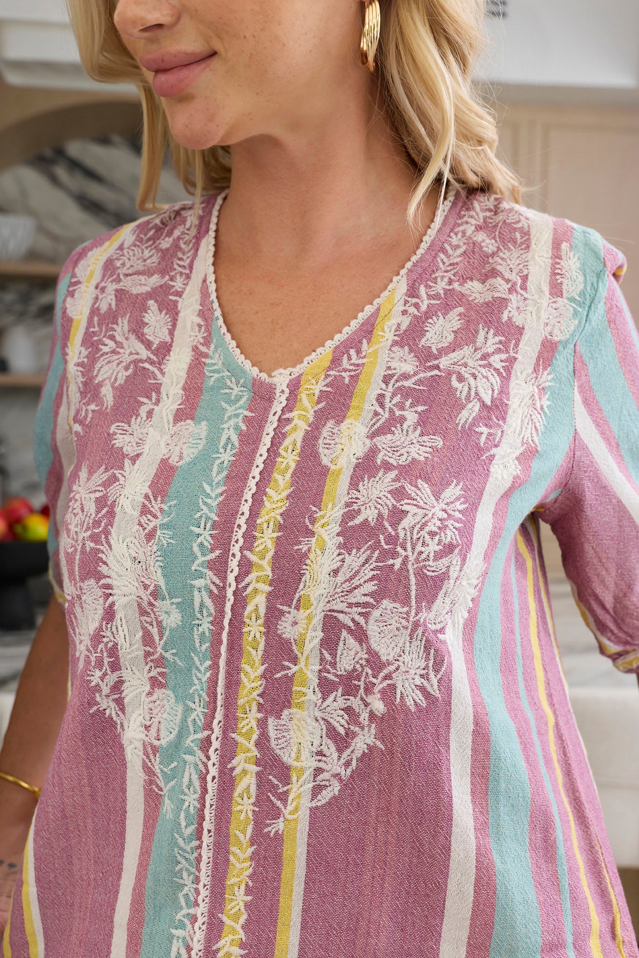 Sophia Jane Embroidered Striped Top