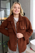 Amina Fleece Button Front Shacket Sweater
