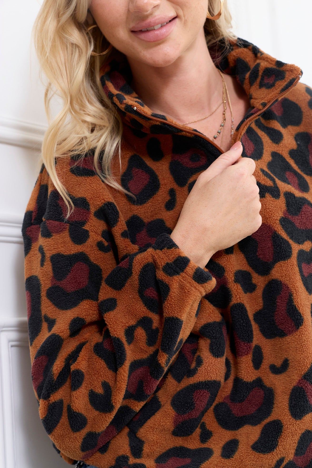 Maren High Collar Jacket in Animal Print