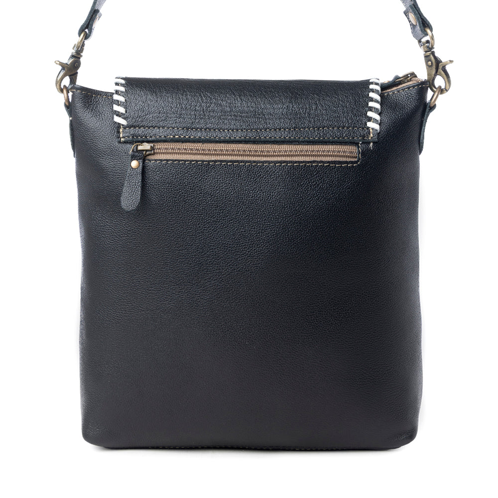 Myra Spirit of the Herd Hairon Leather Bag for Women Western Cowhide Purse with Intricate Tooling