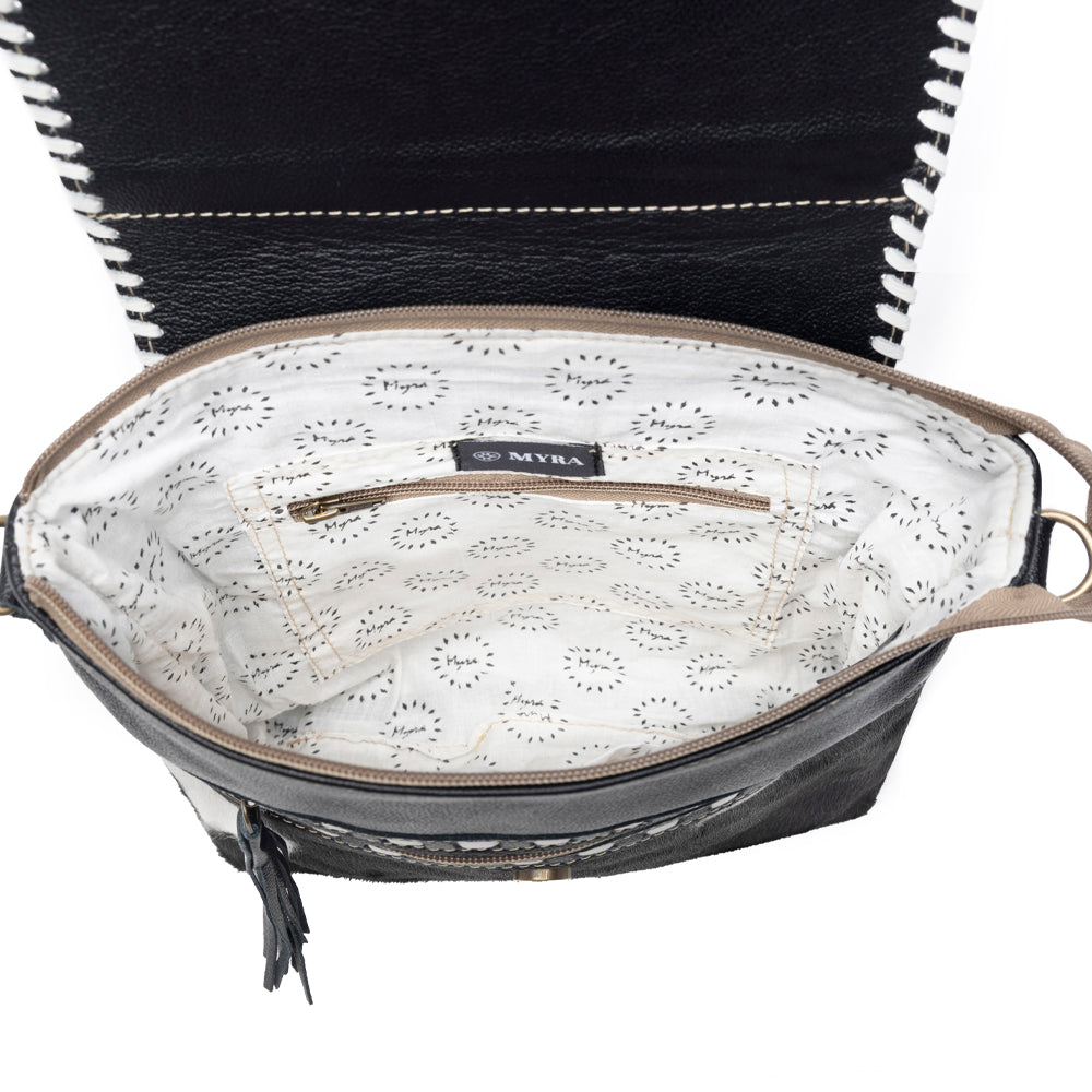 Myra Spirit of the Herd Hairon Leather Bag for Women Western Cowhide Purse with Intricate Tooling