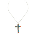 Beaded Stones Cross Necklace