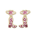 Letâ€™s Go Girls Beaded Boot Earrings