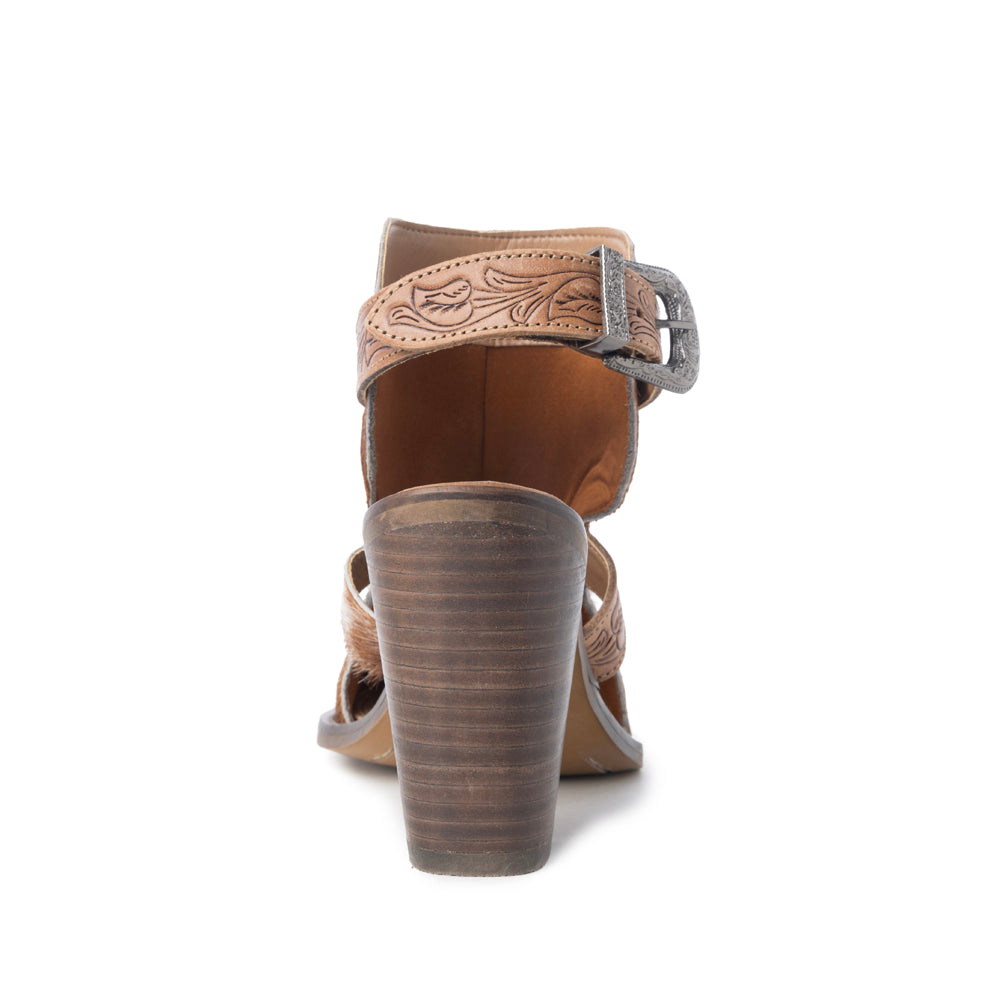 Myra Cora Jo Hairon Leather Boots - Pointed Toe, Block Heel Ankle Boots with Handtooled Buckle Accents for Cowgirl Escapades