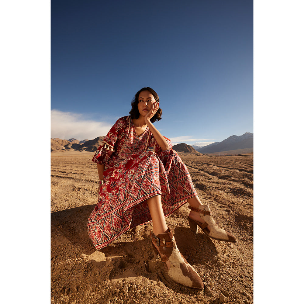 Myra Cora Jo Hairon Leather Boots - Pointed Toe, Block Heel Ankle Boots with Handtooled Buckle Accents for Cowgirl Escapades