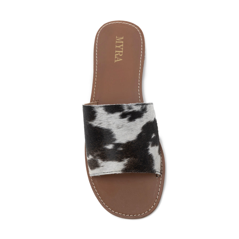 Kemma Hair-On Hide Sandals In Light And Ebony