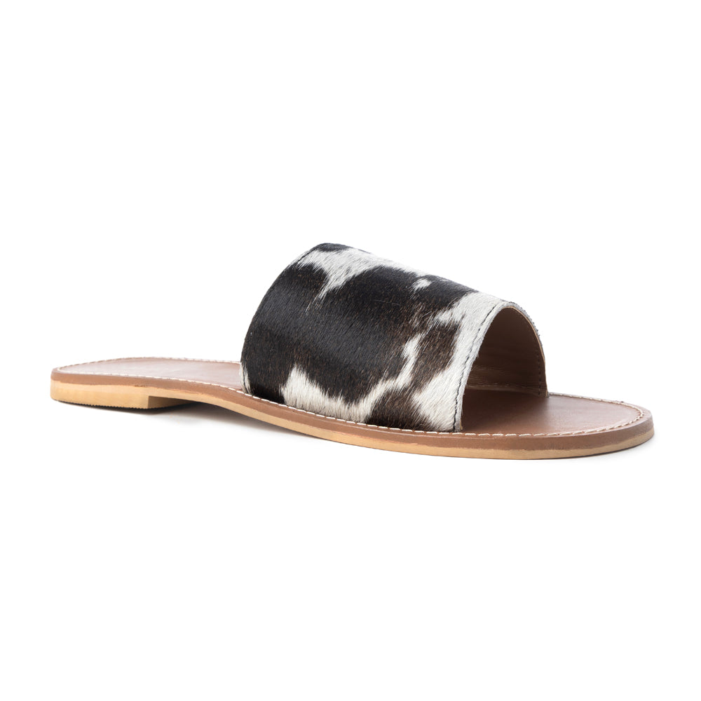 Kemma Hair-On Hide Sandals In Light And Ebony