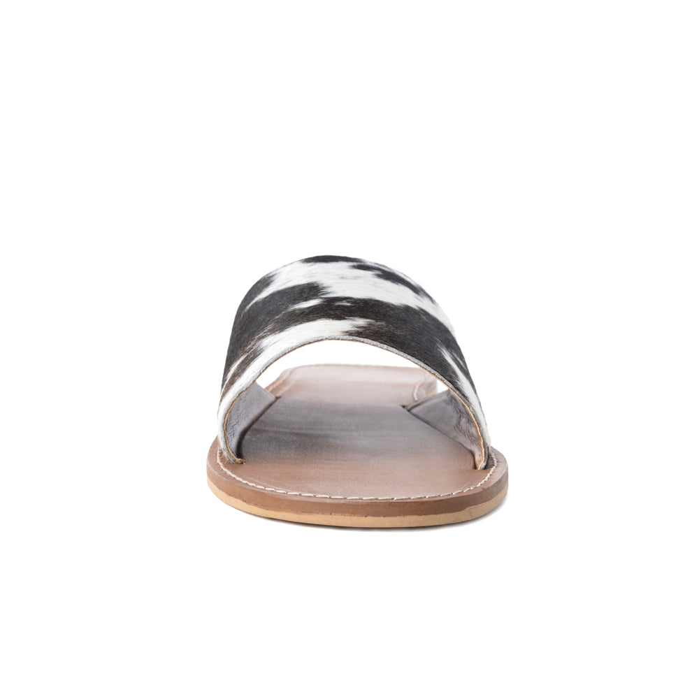Kemma Hair-On Hide Sandals In Light And Ebony