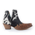 Myra Georgina Hairon Boots for Women - Spilt-Top Handtooled Pointed Toe Cowgirl Boots for Rustic Rodeo Glam