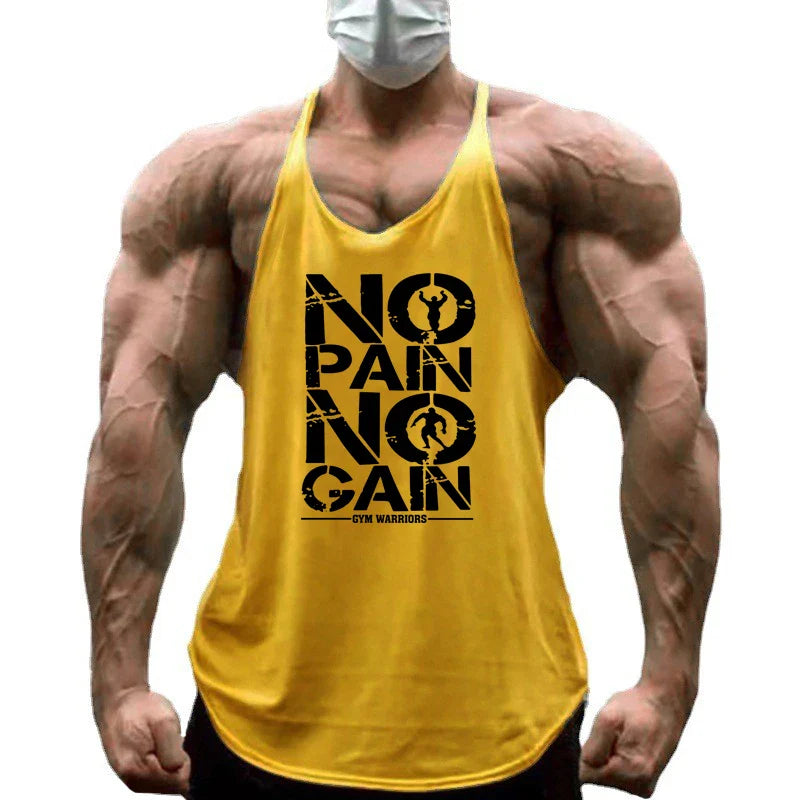 NO PAIN NO GAIN Gym Stringer Tank Top Men
