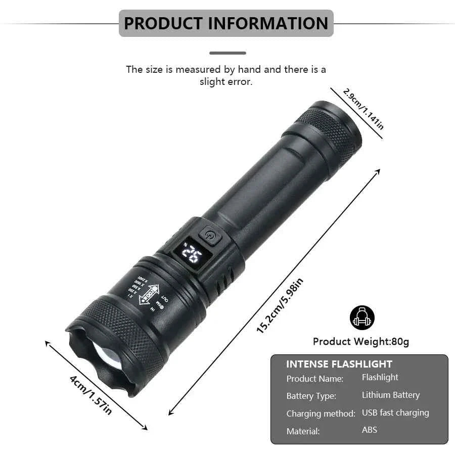 High Power LED Tactical Flashlight with USB Charge