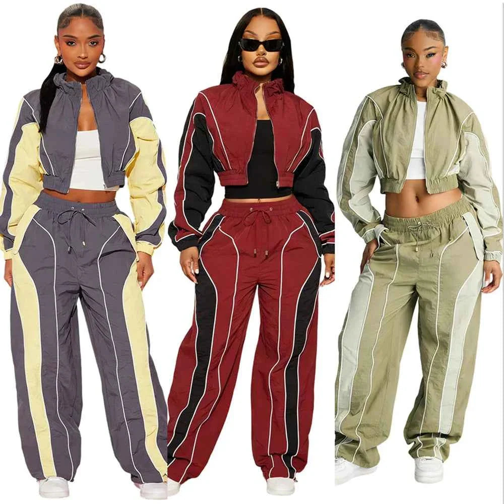Women's Lightweight Nylon Training Tracksuit Set