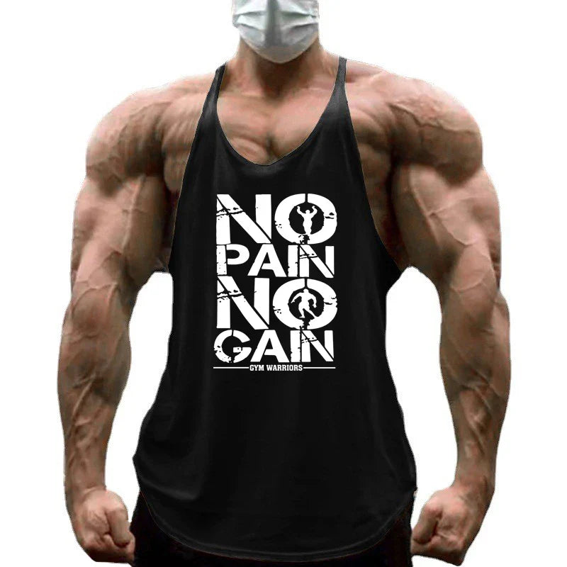 NO PAIN NO GAIN Gym Stringer Tank Top Men