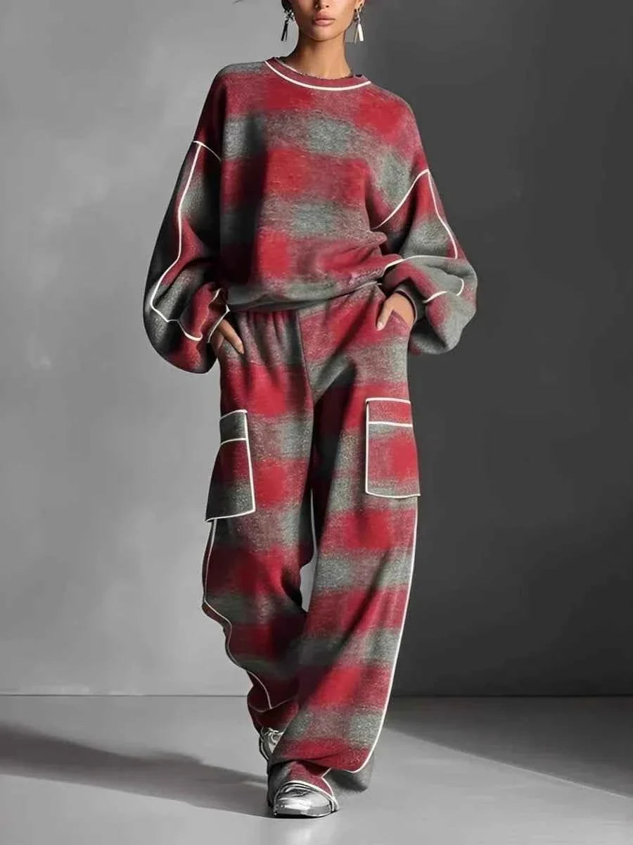 Women’s Plaid Oversized Tracksuit 2 Piece Set