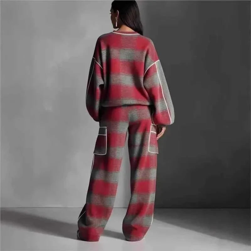 Women’s Plaid Oversized Tracksuit 2 Piece Set